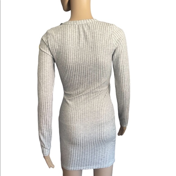 Blue Blush Gray Ribbed long sleeve mini body on dress size small - Picture 5 of 8
